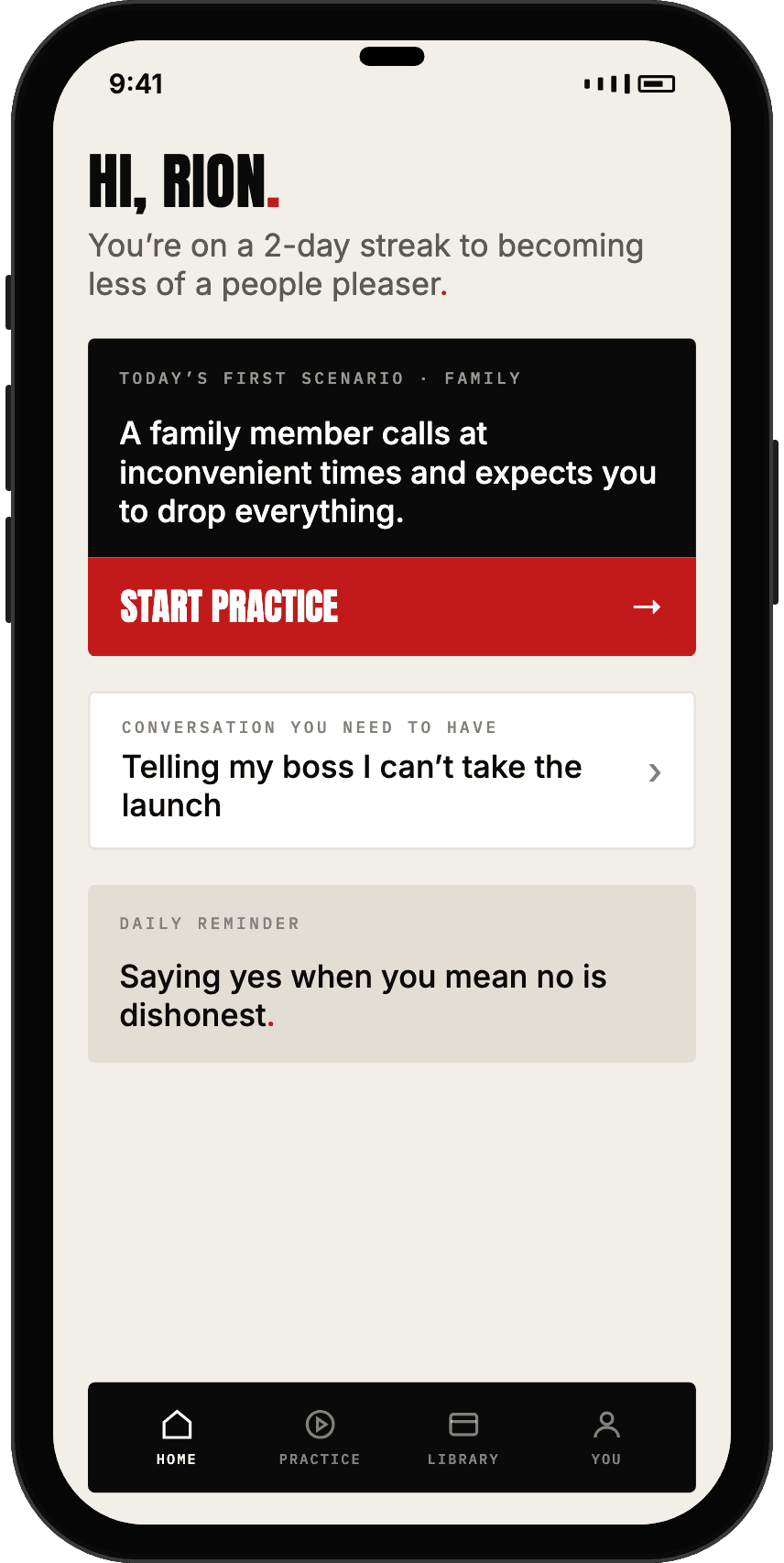 The Just Say It app on a phone
